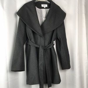 Charcoal grey pea coat with cowl hood size 2 X